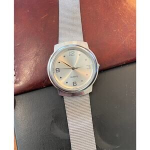 Unisex 35mm Silver Tone Chatelaine Watch, Adjustable Mesh Band